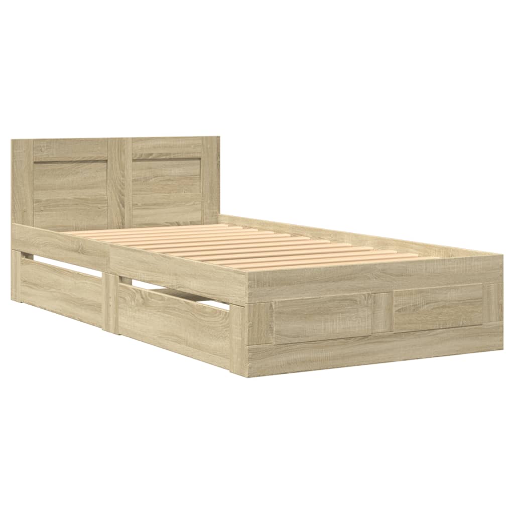 NNEVL Bed Frame with Headboard without Mattress Sonoma Oak 90x190 cm
