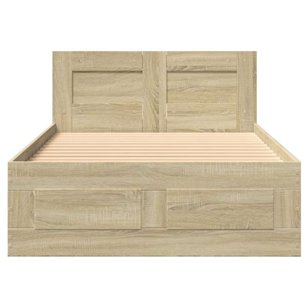 NNEVL Bed Frame with Headboard without Mattress Sonoma Oak 90x190 cm