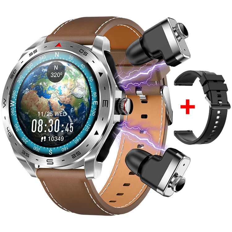 2025 T95 Health Monitoring 2 in 1 Smart Watch with TWS Earbuds IP67 Waterproof 1.52 Inch  Relojes Headphones Smartwatch for Men