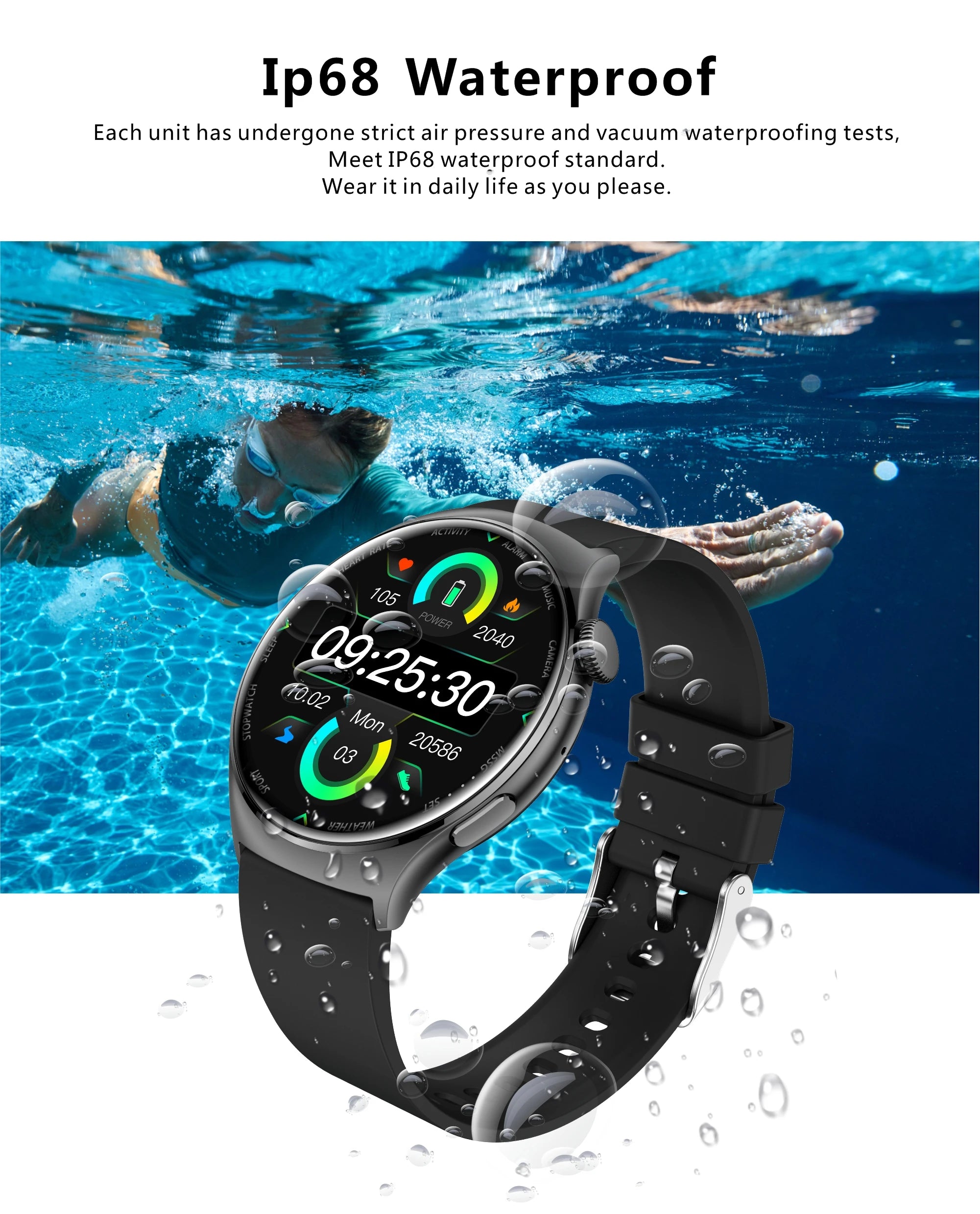 2025 Fashion Watch QX10 1.43" AMOLED 466*466 Music Control Heart Rate Blood Pressure BT Call 178+ Sport Mode Smart Watch Android