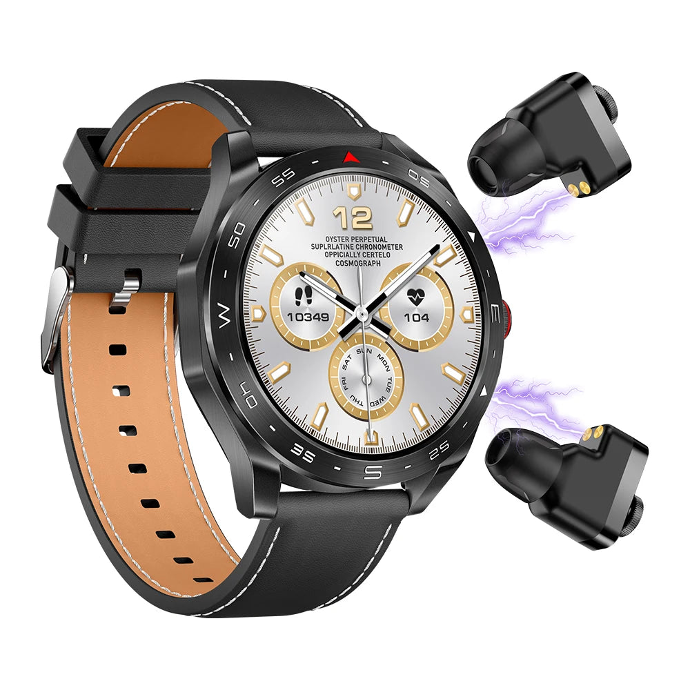 2025 T95 Health Monitoring 2 in 1 Smart Watch with TWS Earbuds IP67 Waterproof 1.52 Inch  Relojes Headphones Smartwatch for Men