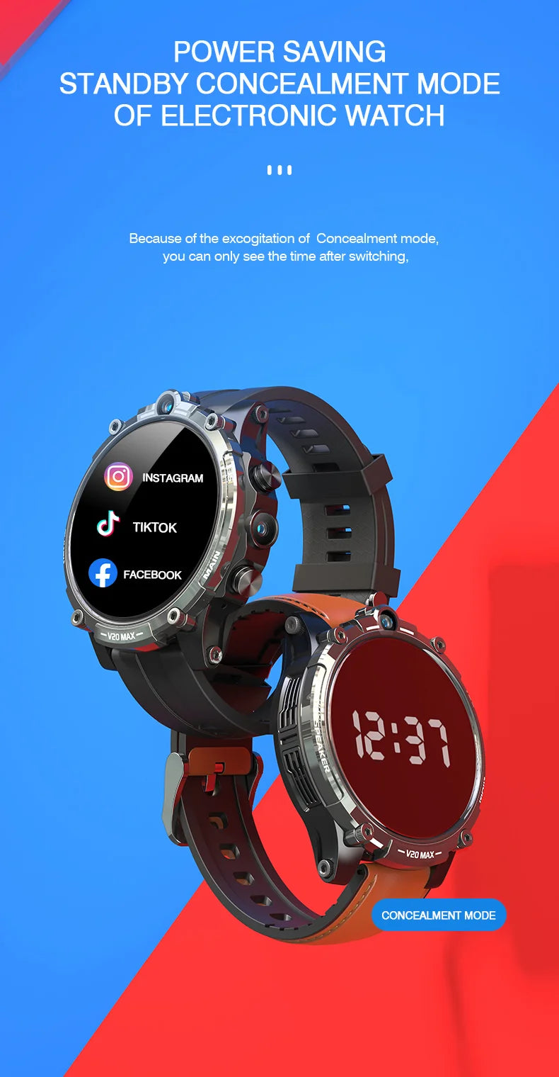 2023 V20 Customizable Men's Ladies Android Smart Watch GPS SIM Card WIFI 4G TikTok 5G Features IPS Display Rubber Answer Call
