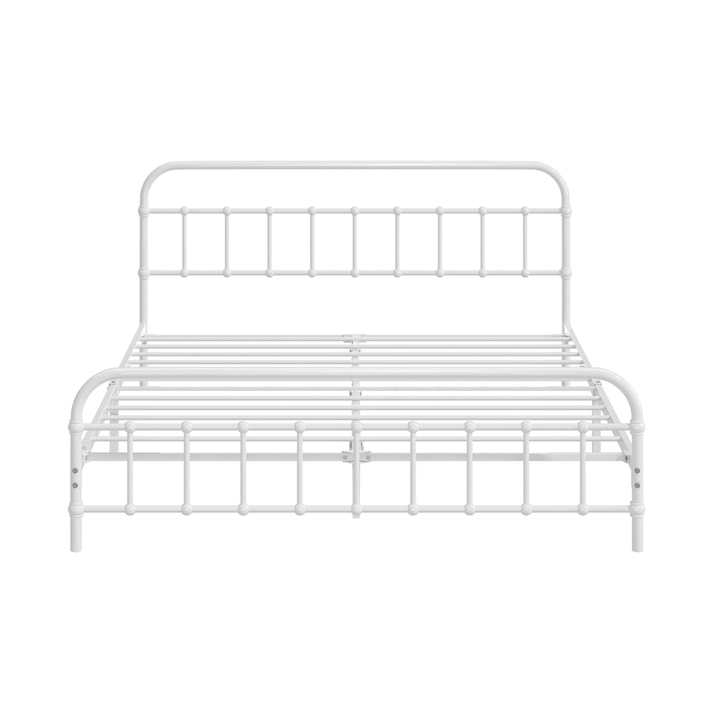 NNEED Bed Frame Metal Queen Size Bed Platform White
