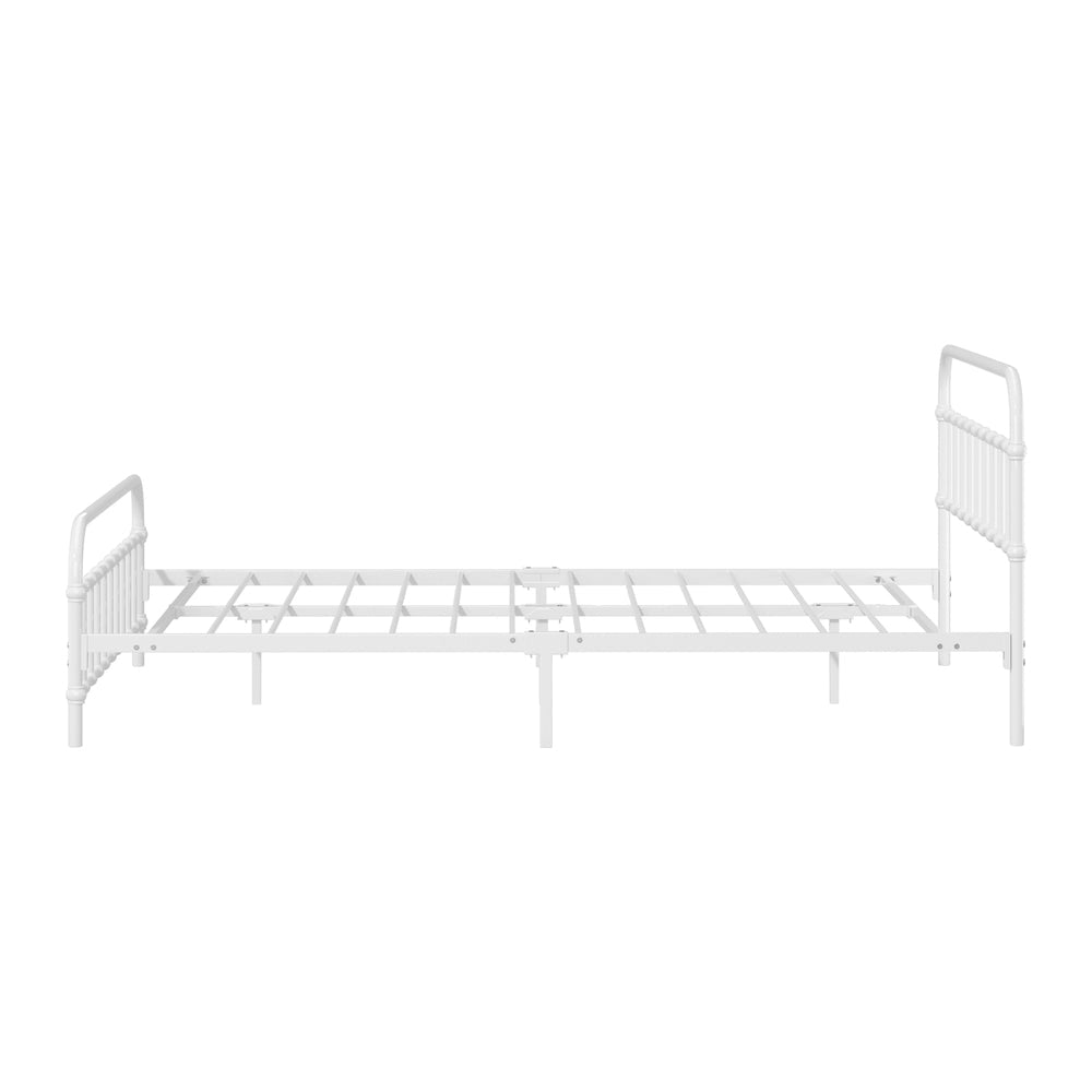 NNEED Bed Frame Metal Queen Size Bed Platform White