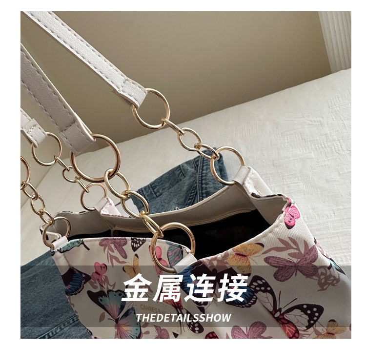 2024 New Korean Style Hand Carrying Large Capacity Personalized Casual Fashion Canvas Women's Bag Hand Carrying Shoulder Bag Tote Bag