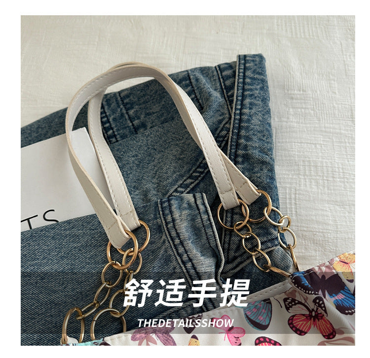 2024 New Korean Style Hand Carrying Large Capacity Personalized Casual Fashion Canvas Women's Bag Hand Carrying Shoulder Bag Tote Bag