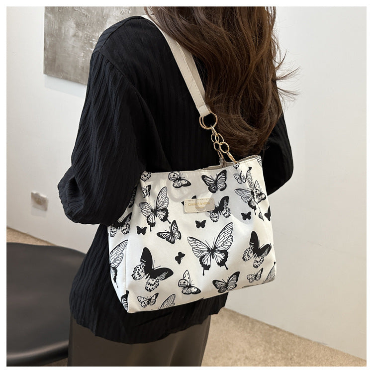 2024 New Korean Style Hand Carrying Large Capacity Personalized Casual Fashion Canvas Women's Bag Hand Carrying Shoulder Bag Tote Bag