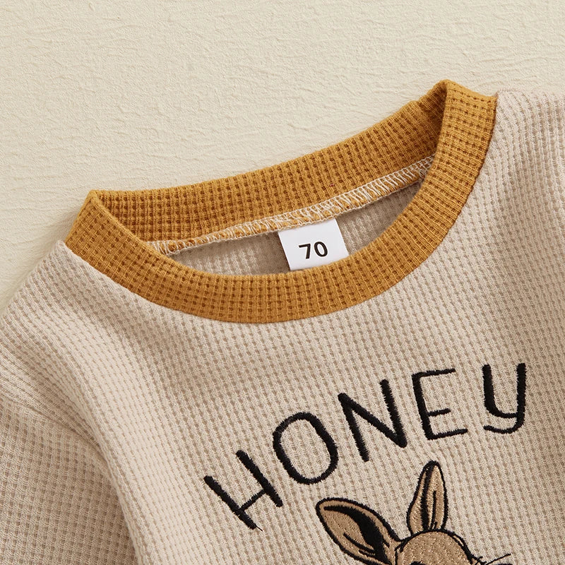 0-24M Baby Girls Boys Sweatshirts Rompers Easter Clothes Rabbit Letter Embroidery Long Sleeve Spring Bodysuits Jumpsuits