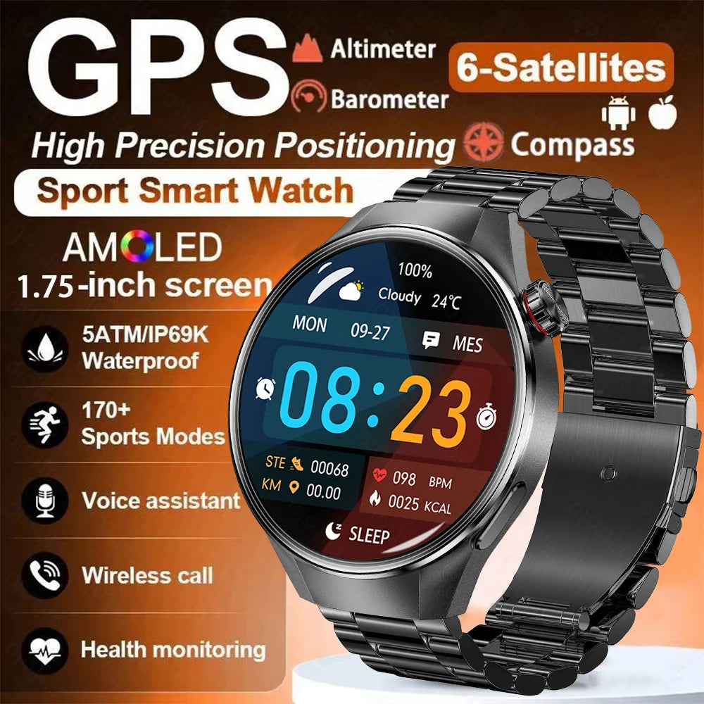 2025 New Watch G5 Plus GPS NFC Smart Watch Men Women 466*466 AMOLED Screen Heart Rate Bluetooth Call IP68 Waterproof Smartwatch