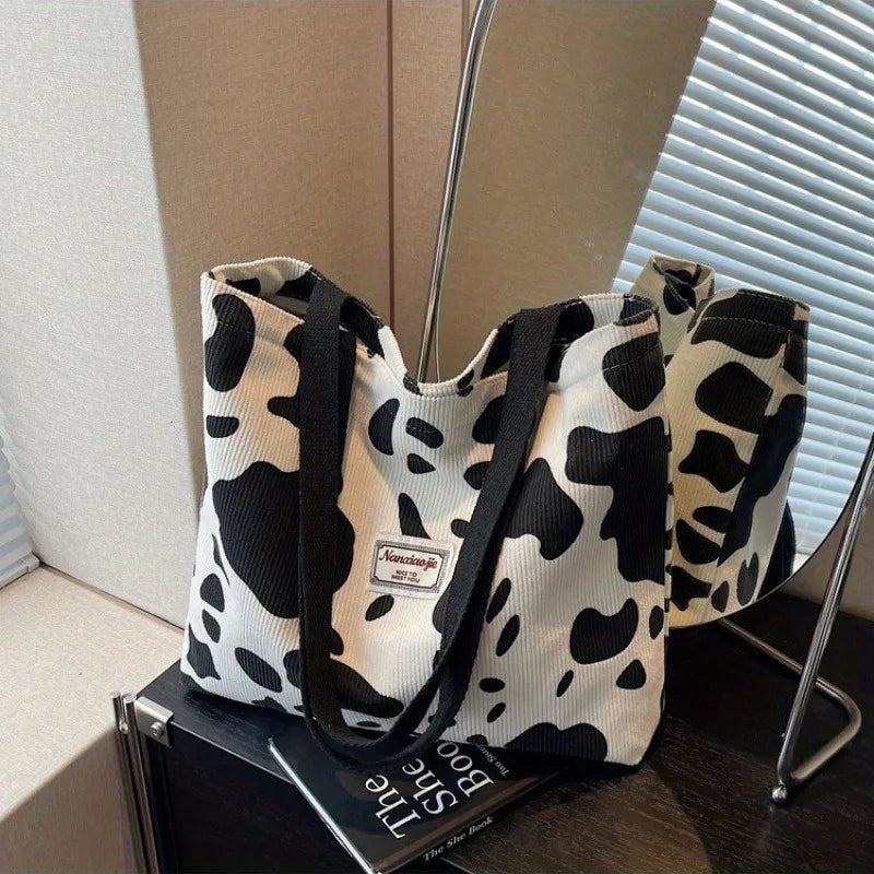 1pcs Fashion Student Crossbody Bag Large Capacity Commute Tote - Durable Corduroy Casual Travel Tote for Everyday Use