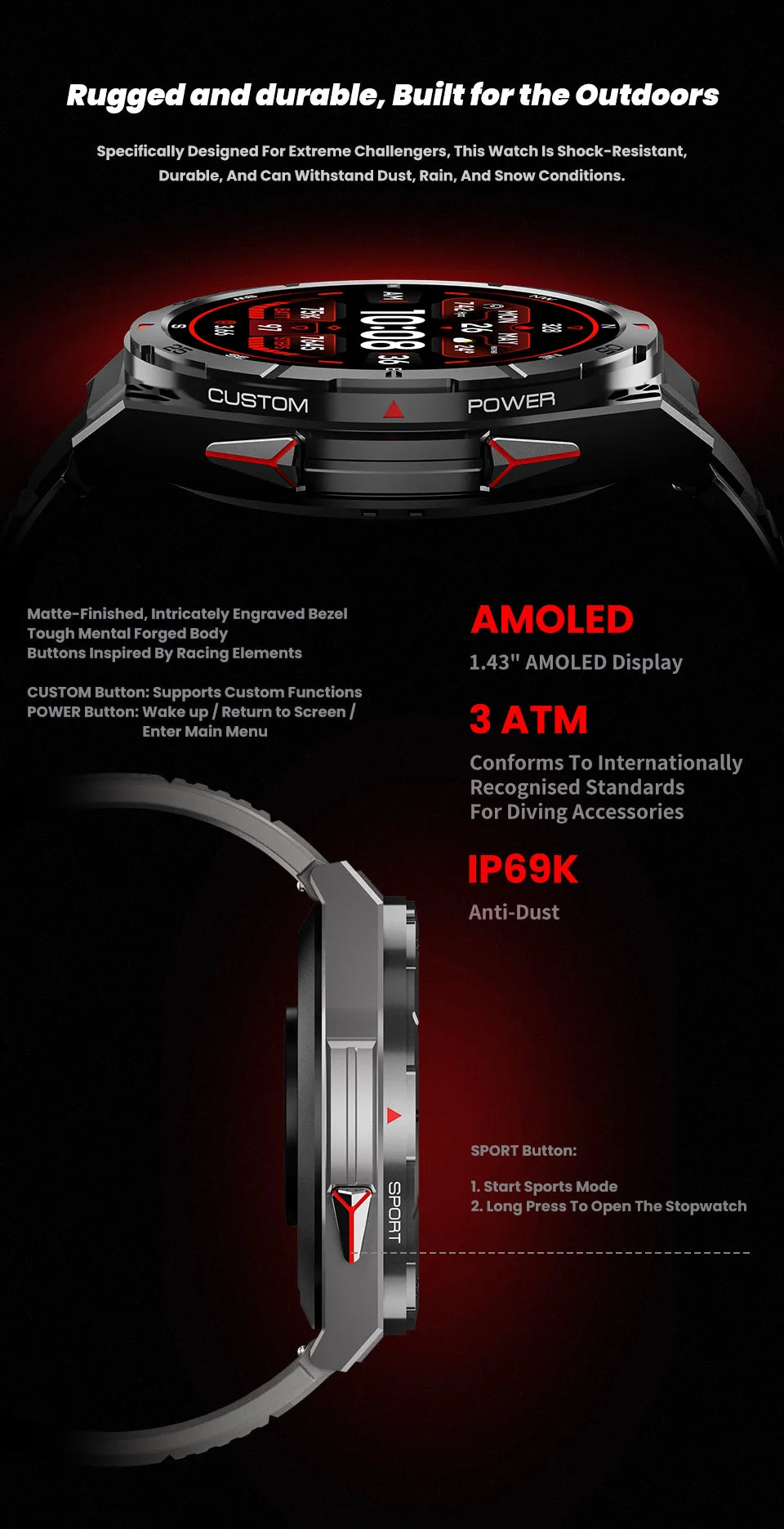 2025 New Dual-Band satellite GPS Sports Smart watch Men 1.43'' HD Screen Heart Rate Compass 10ATM Waterproof Swimming Smartwatch