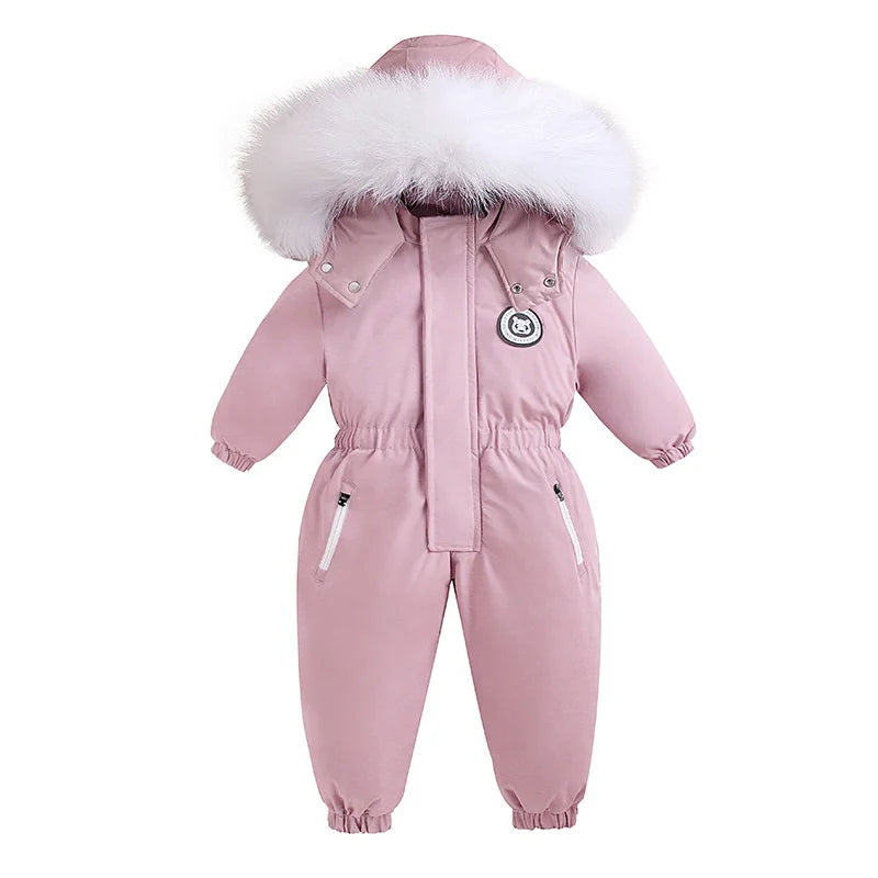 -30 Winter Baby Clothes Thicken Warm Jumpsuits Snowsuits Girl Boy Hooded Jacket Waterproof Rompers Ski Suits Kids Coat Outerwear