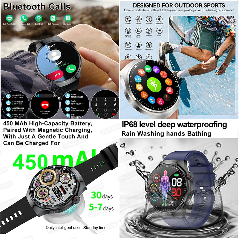 2025 New Smart Watch For Men Health ECG+HRV Blood Oxygen Uric Acid Fitness Sport Tracker Watches body fat Sleep Call Smartwatch