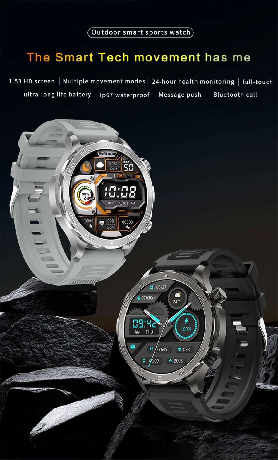2025 New Bluetooth Call Smart Watch Men For Huawei AMOLED HD Large Screen Heart Rate NFC IP68 Waterproof GPS Sports Smart Watch