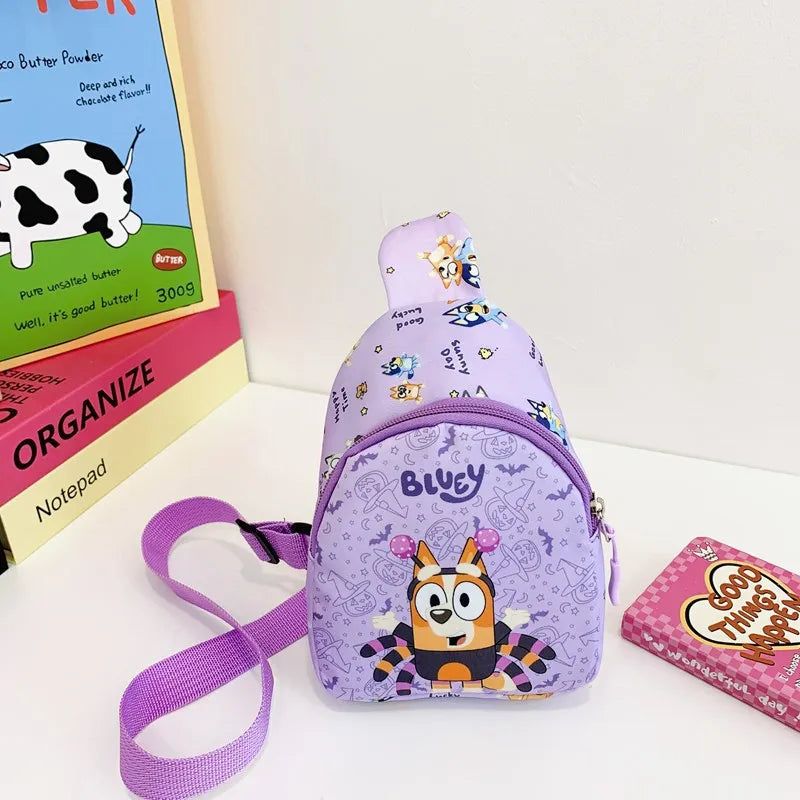 Bingo Friends Children's Bag Cute Bluey Family kids Chest Bag Kindergarten Cartoon Light Crossbody Bag Halloween Christmas gift