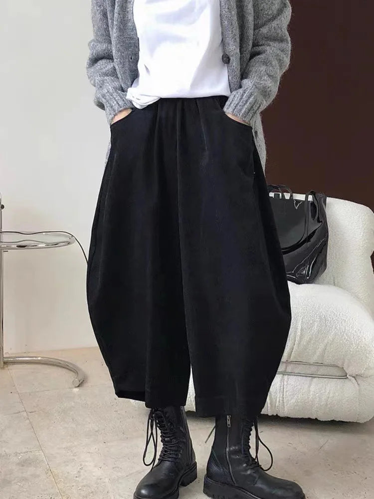 2023 Autumn Casual Harem Pants Women Cotton High Waisted Trousers Retro Loose Bloomers Women's Oversize Pants Baggy Sweatpants