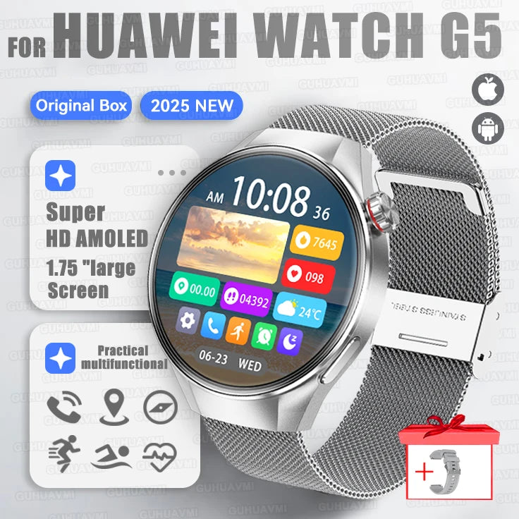 2025 New Watch G5 Plus Sports Smart Watch Men 466*466 AMOLED Screen IP68 Waterproof GPS trackr Compass Bluetooth Call Smartwatch