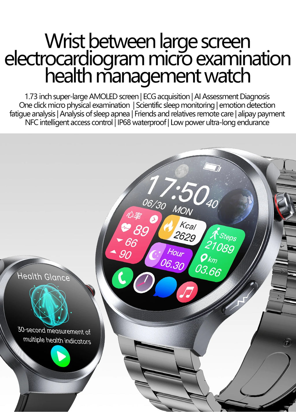 2025 New Health detection ECG+PPG Uric Acid Blood Oxygen Body Analysis Smart Watch Clock Bluetooth BT Call Smart Watch Men