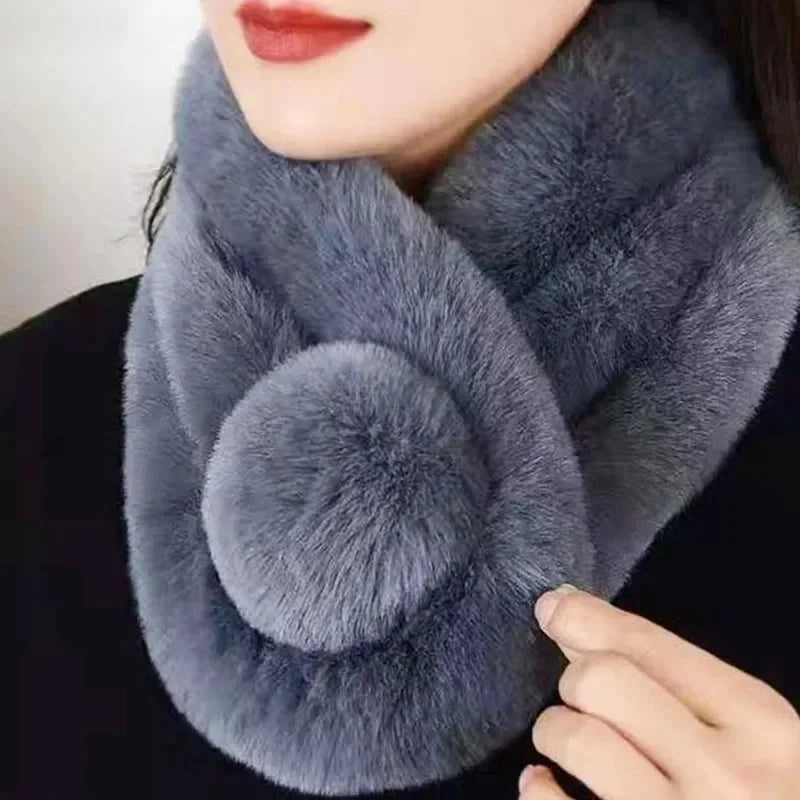 2024 New Plush Scarf Women Winter Warm Soft Furry Scarves Casual Female Lady Outdoor Neck Warmer Collar