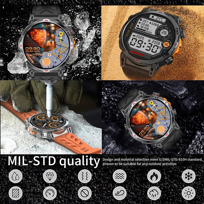 2025 New GPS Smart Watch AMOLED Screen 3ATM Waterproof Fitness tracking Heart Rate BT Call Professional Sports Smartwatch 650Mah