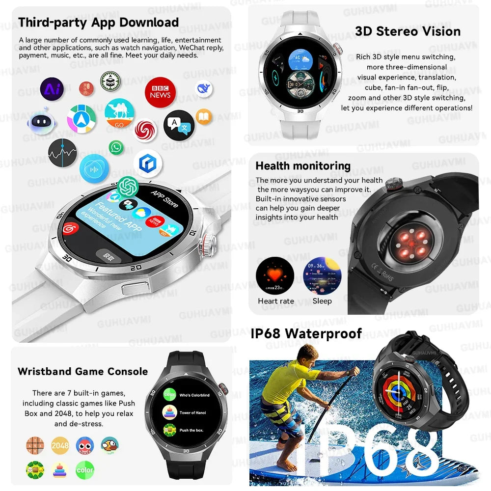 2025 New 4G Memory Smart Watch AMOLED HD Always Display The Time Bluetooth Call  GPS Sport Smart Watch For ios Xiaomi Huawei DT5