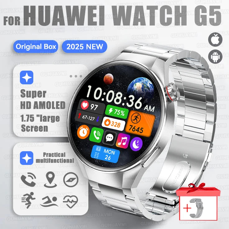 2025 New Watch G5 Plus Sports Smart Watch Men 466*466 AMOLED Screen IP68 Waterproof GPS trackr Compass Bluetooth Call Smartwatch