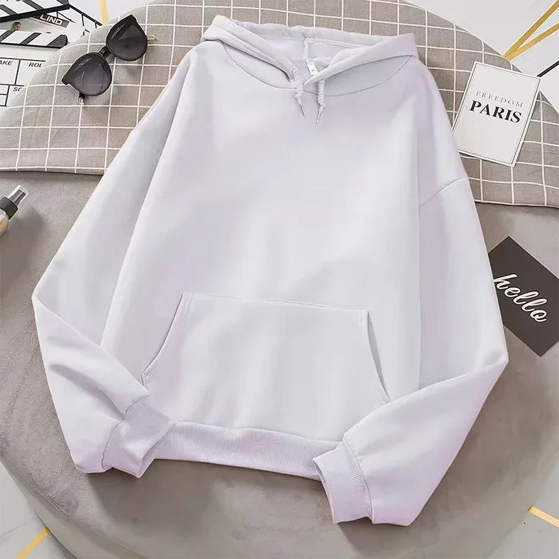 2025 Hot Sale Woman Pure Color Hoodie Urban Casual Fashion Hooded Sweatshirts All Season Female Trend Sporty Pullover Streetwear
