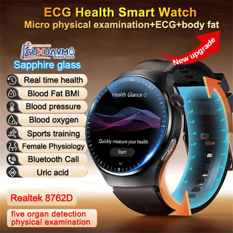 2025 New Smart Watch For Men Health ECG+HRV Blood Oxygen Uric Acid Fitness Sport Tracker Watches body fat Sleep Call Smartwatch