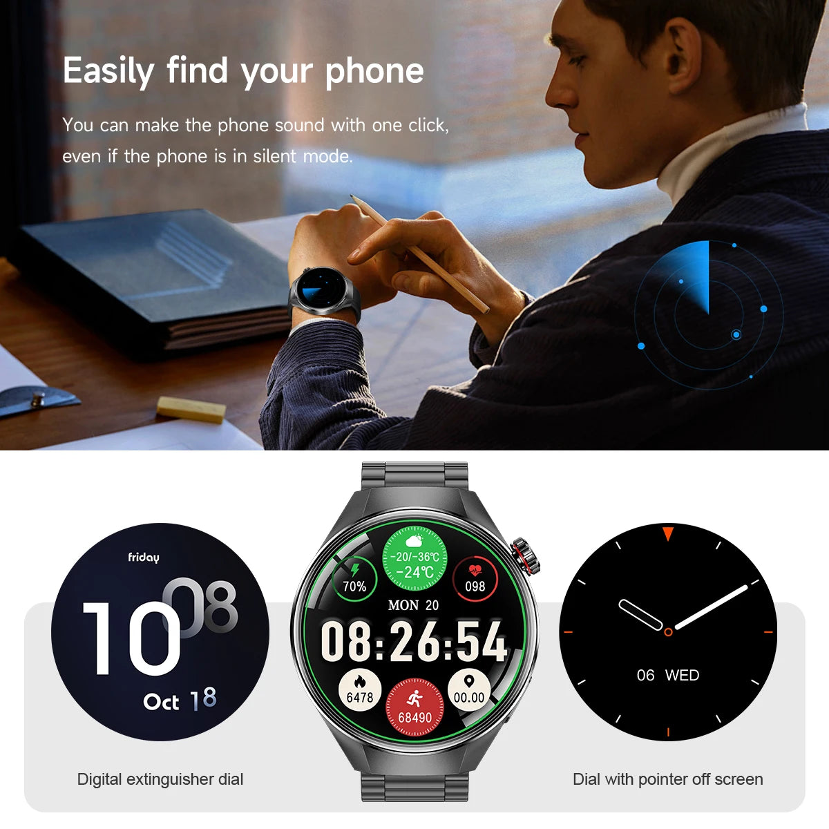 2025 New Originl Watch GUHUAVMI Smart Watch 1.75" HD AMOLED Screen GPS track Heart Rate Bluetooth Call Compass Smartwatches Men