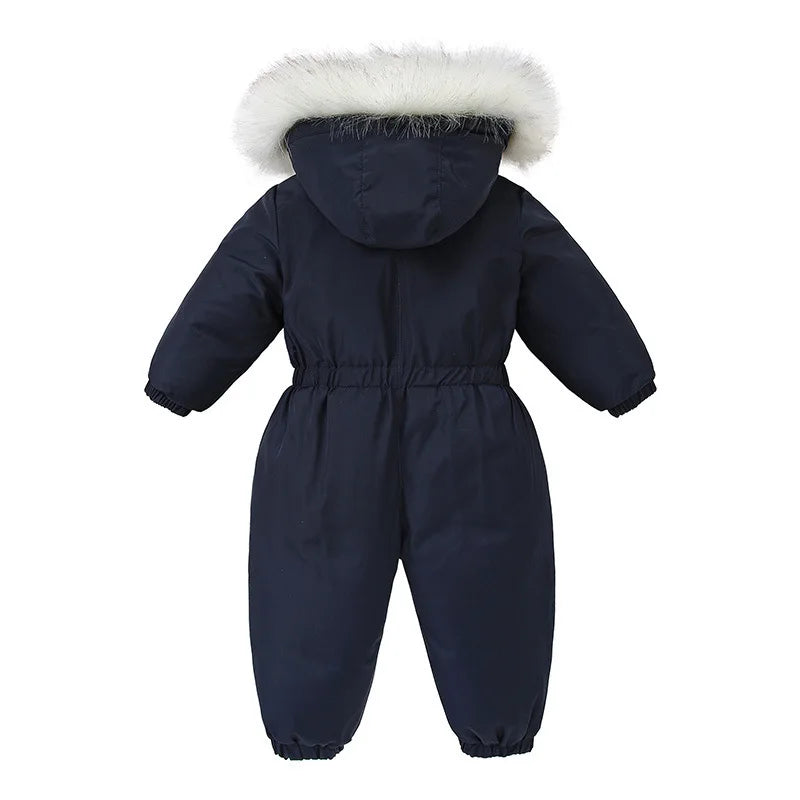 -30 Winter Baby Clothes Thicken Warm Jumpsuits Snowsuits Girl Boy Hooded Jacket Waterproof Rompers Ski Suits Kids Coat Outerwear