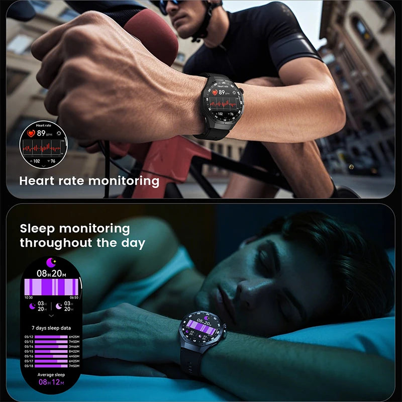 2025New For Android and ios Smart Watch Men AMOLED Screen GPS Motion trajectory Heart Rate Bluetooth Calls SmartWatch Waterproof