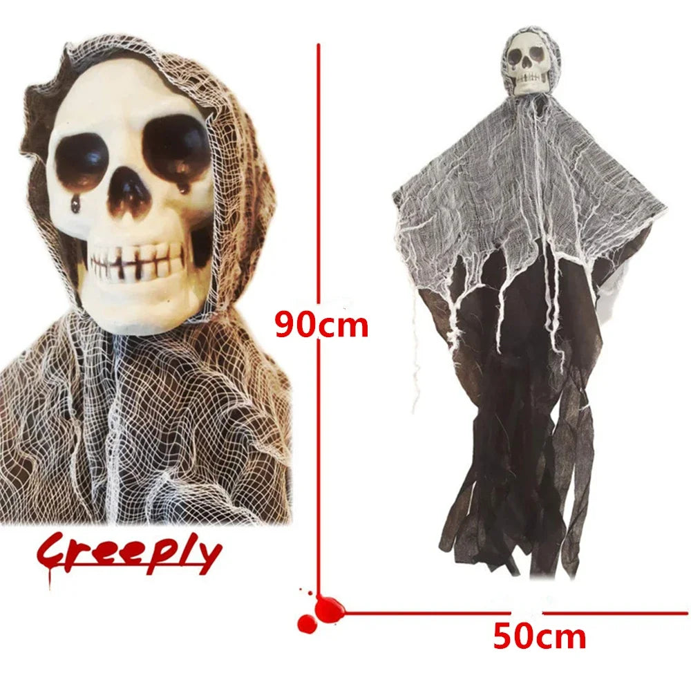1PC Halloween Hanging Ghost Skull Gauze for Front Door Decoration Halloween Indoor Outdoor Horror House Decoration Props