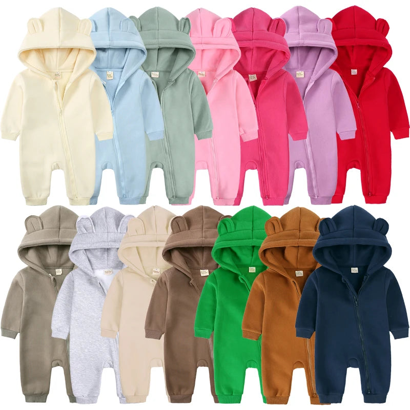 2025 new Bodysuit For Newborn Baby Boys Girls Clothes Long Sleeve cotton Rompers Hoodies Bear Jumpsuit Costume Infant Onesies