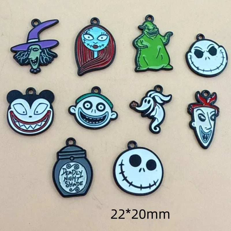 10pcs Halloween Charm Jewelry Accessories Enamel Necklace Earring Pendant Diy Making Supplies Alloy Metal Black Plated