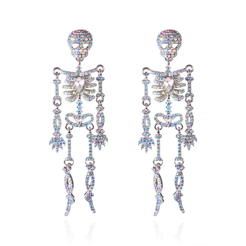 1 Pair Fully Bright Halloween Skull Earrings, Suitable for Daily Wear