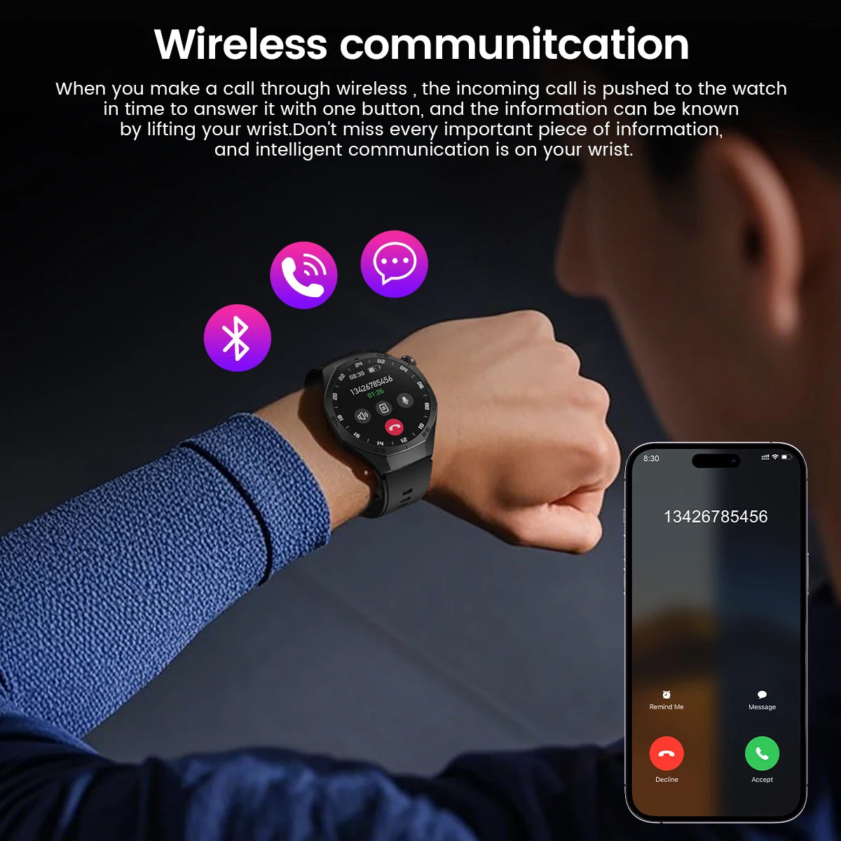 2025New For Android and ios Smart Watch Men AMOLED Screen GPS Motion trajectory Heart Rate Bluetooth Calls SmartWatch Waterproof