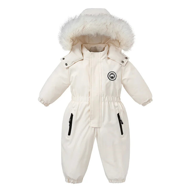 -30 Winter Baby Clothes Thicken Warm Jumpsuits Snowsuits Girl Boy Hooded Jacket Waterproof Rompers Ski Suits Kids Coat Outerwear