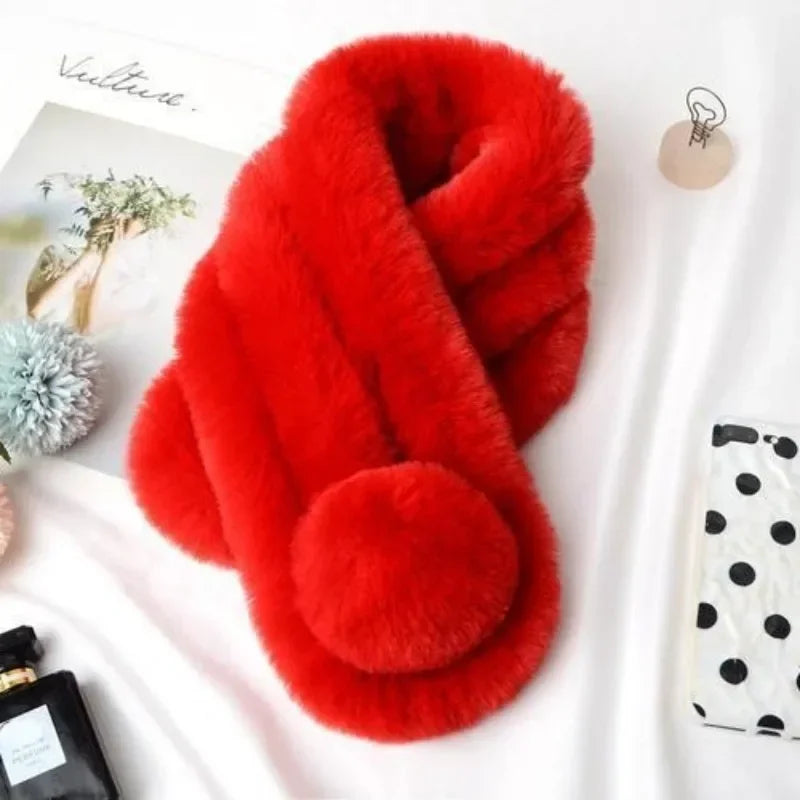 2024 New Plush Scarf Women Winter Warm Soft Furry Scarves Casual Female Lady Outdoor Neck Warmer Collar