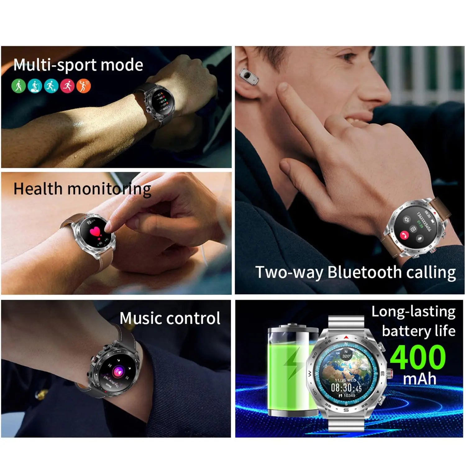 2024 TWS 2-in-1 Bluetooth Earphones Men Smart Watch Bluetooth Call GPS Motion Trajectory HIFI 9D Sound Quality Women Smartwatch