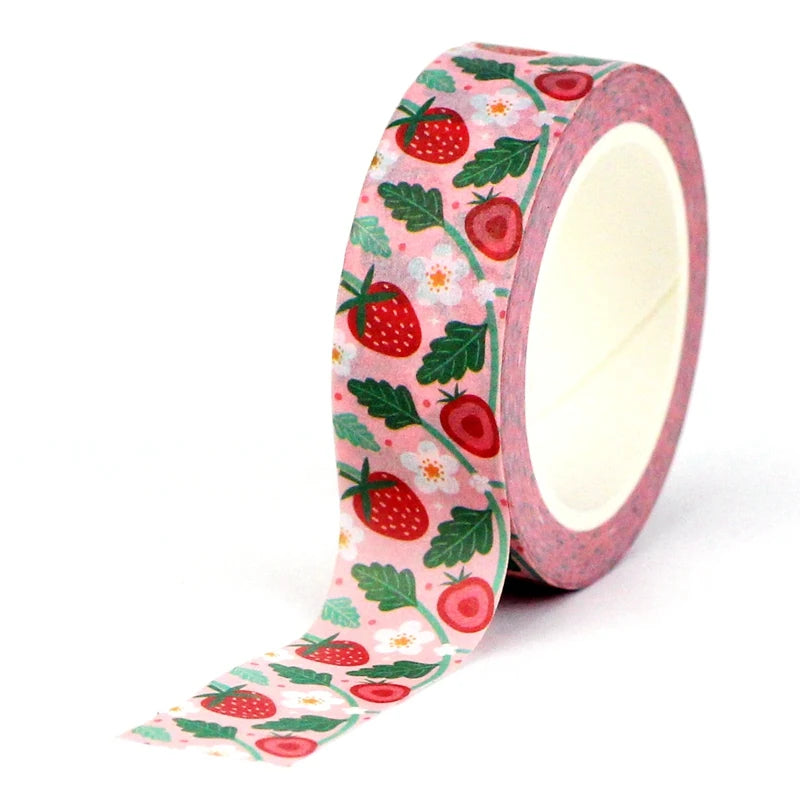2023 NEW 1PC. 10M Decor Strawberry and Leaves Washi Tape for Scrapbooking Planner Adhesive Masking Tape Cute Papeleria