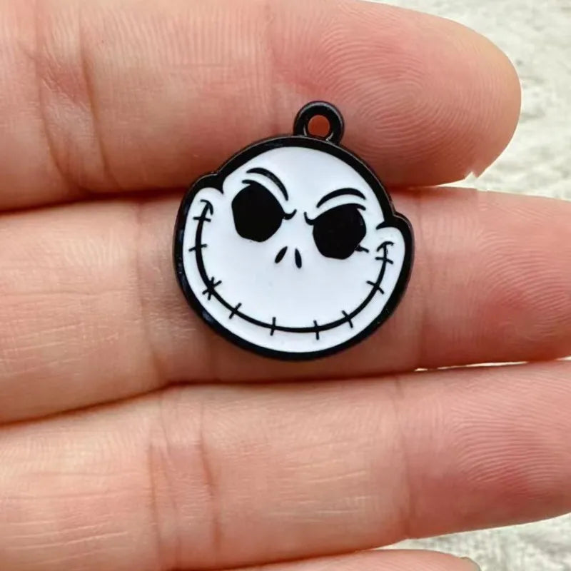 10pcs Halloween Charm Jewelry Accessories Enamel Necklace Earring Pendant Diy Making Supplies Alloy Metal Black Plated