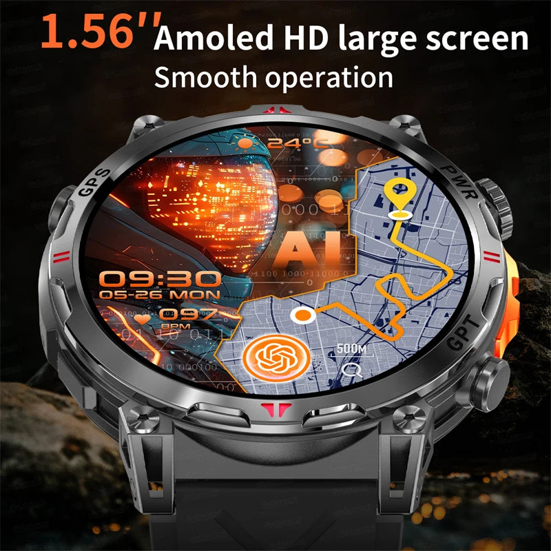 2025 New GPS Smart Watch AMOLED Screen 3ATM Waterproof Fitness tracking Heart Rate BT Call Professional Sports Smartwatch 650Mah