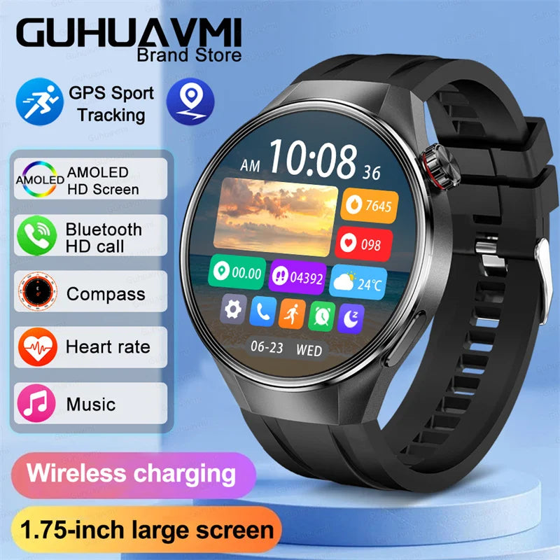 2025New For Huawei GT5 Pro Smart Watch Men HD AMOLED Screen GPS Motion trajectory HeartRate Bluetooth Call 1.75" SmartWatch IP68