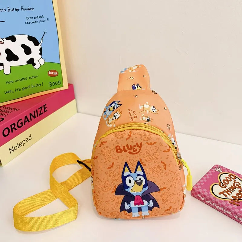Bingo Friends Children's Bag Cute Bluey Family kids Chest Bag Kindergarten Cartoon Light Crossbody Bag Halloween Christmas gift