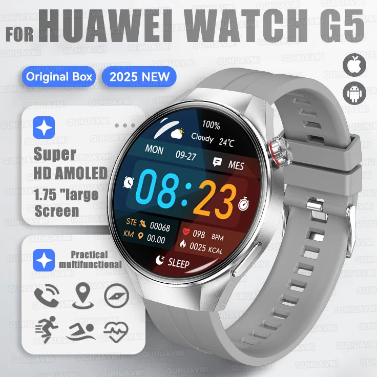 2025 New Watch G5 Plus Sports Smart Watch Men 466*466 AMOLED Screen IP68 Waterproof GPS trackr Compass Bluetooth Call Smartwatch