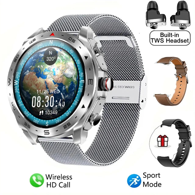 2024 TWS 2-in-1 Bluetooth Earphones Men Smart Watch Bluetooth Call GPS