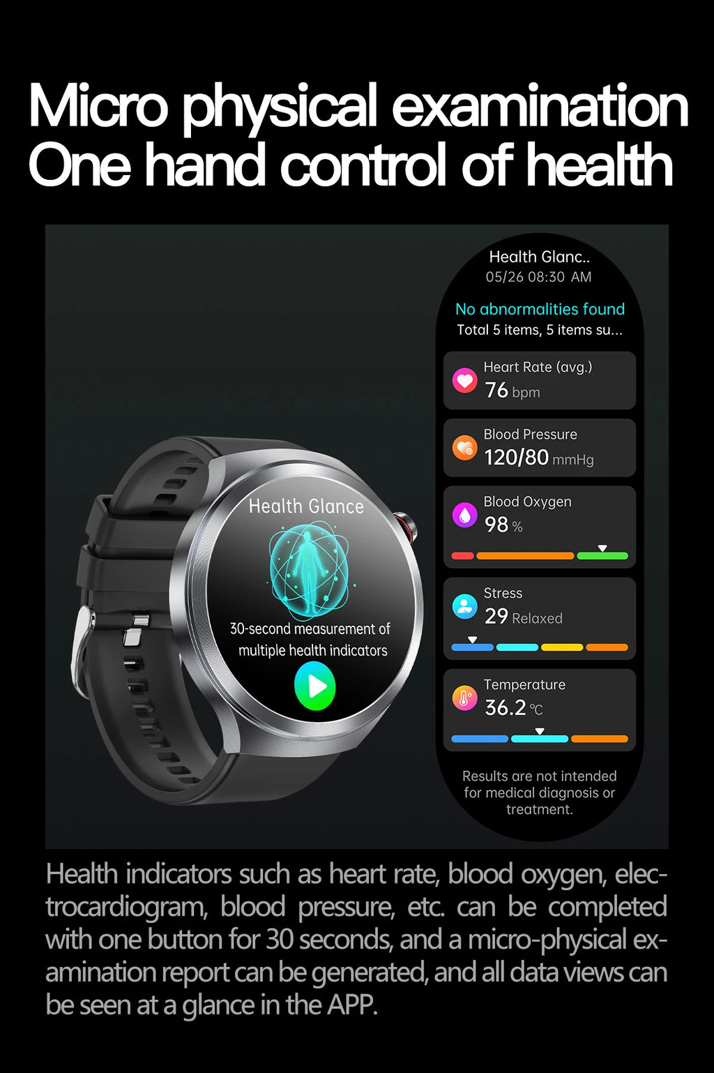 2025 New Health detection ECG+PPG Uric Acid Blood Oxygen Body Analysis Smart Watch Clock Bluetooth BT Call Smart Watch Men