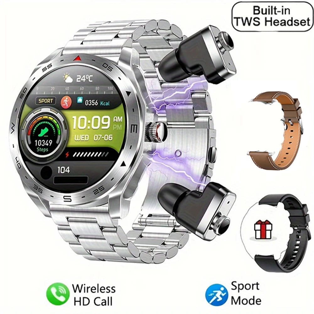 2024 TWS 2-in-1 Bluetooth Earphones Men Smart Watch Bluetooth Call GPS