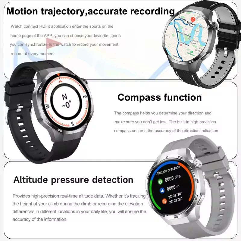2025 For HUAWEI GT5 Pro GPS Track Smart Watch Men 360*360 AMOLED Screen NFC BT Call Waterproof Health Monitor Man Smartwatches