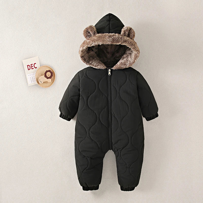 2025 New born Baby Girl clothes Winter Snowsuit Plus Velvet clothing Boys Jumpsuit 0-3 Years Romper boy Overalls Toddler Coat
